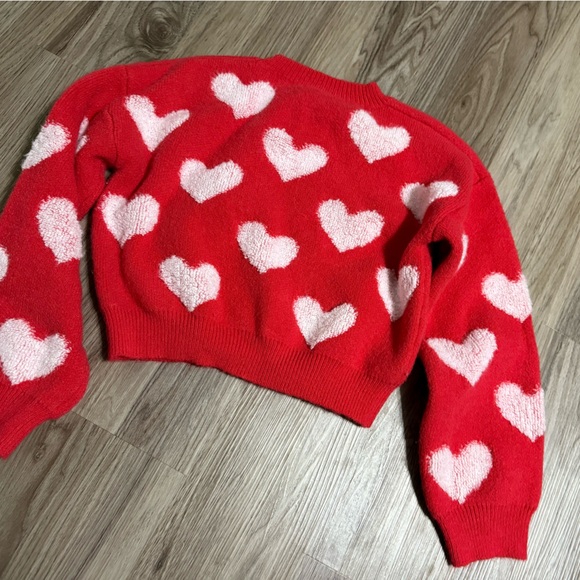 Charming Heart Pattern Red Sweater - Picture 4 of 4